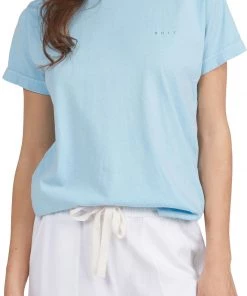 Roxy Adventure Stamp Short Sleeve T-Shirt For Women Cool Blue