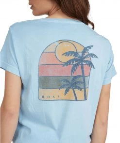 Roxy Adventure Stamp Short Sleeve T-Shirt For Women Cool Blue -Cheap Roxy Shop unnamed file 504