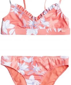 Roxy Girls' Bloom Paradise Bikini For Girls' Shell Pink/sunburst Florl