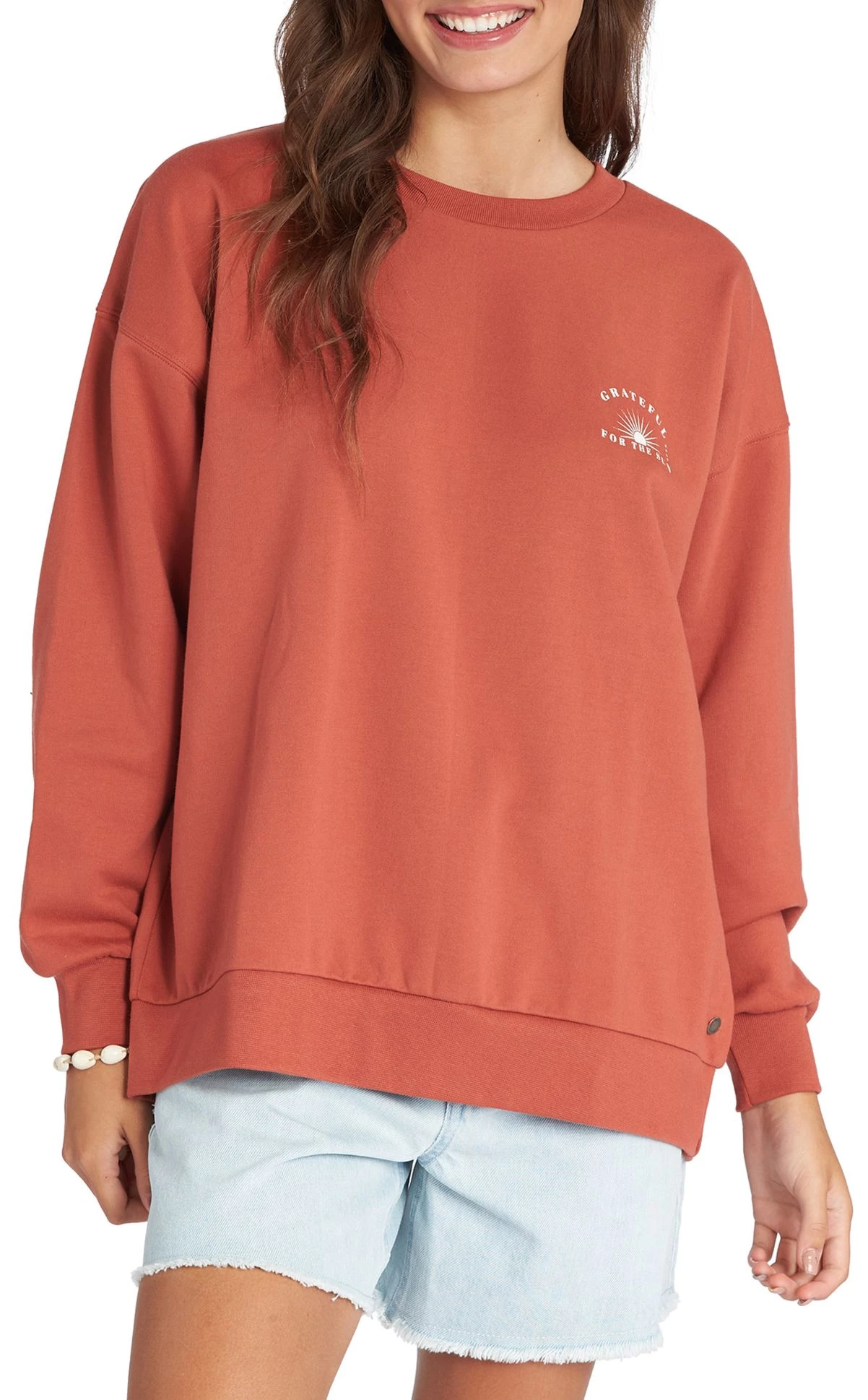 Roxy Women's Morning Hike A Crew For Women Baked Clay 1 Roxy Women's Morning Hike A Crew For Women Baked Clay