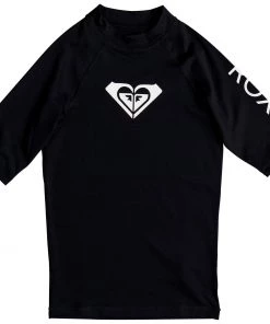 Roxy Girls' Wholehearted Short Sleeve Rashguard For Girls' Anthracite