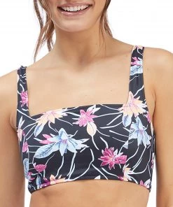 Roxy Women's Active Bralette Swim Top For Women Anthracite Floral Flow