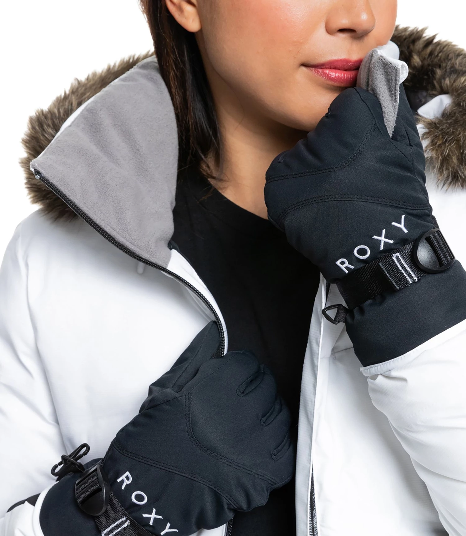 ROXY Women's Jetty Solid Snowboard/Ski Gloves For Women True Black 3 ROXY Women's Jetty Solid Snowboard/Ski Gloves For Women True Black - Image 3