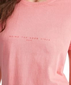 Roxy Women's Paper Lines Short Sleeve T-Shirt For Women Strawberry Pink -Cheap Roxy Shop unnamed file 774