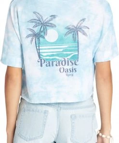 Roxy Women's Happy Palms Graphic T-Shirt For Women Cool Blue -Cheap Roxy Shop unnamed file 798