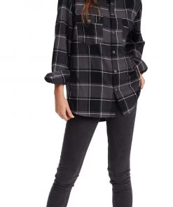 Roxy Women's Turn It Up Flannel For Women Anthracite/white -Cheap Roxy Shop unnamed file 885