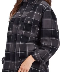 Roxy Women's Turn It Up Flannel For Women Anthracite/white -Cheap Roxy Shop unnamed file 887