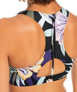 Roxy Women's Active Printed Swim Crop Top For Women True Black Fasso -Cheap Roxy Shop unnamed file 960